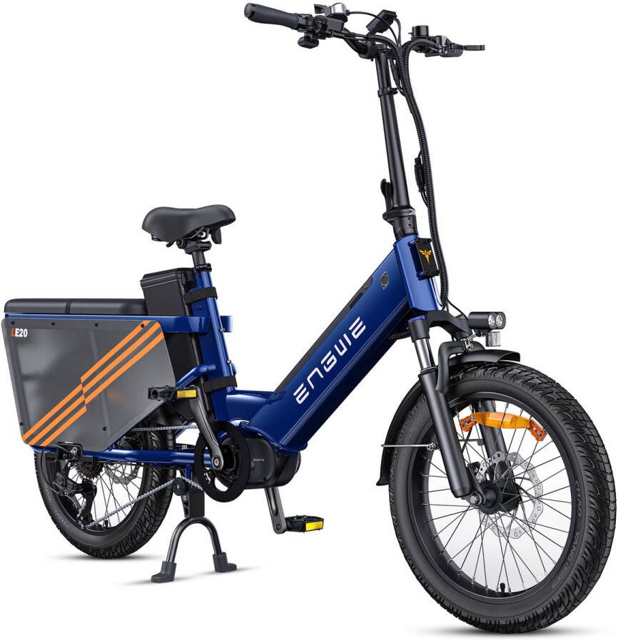 Engwe LE20 elektrische fiets actieradius 180km 100Nm centrale motor 48V19 2Ah verwijderbare accu 20x3 0-inch banden hydraulische schijfrem voorvering SHI O 7 versnellingen laadvermogen 200 kg Elektrische bakfietsen blauw