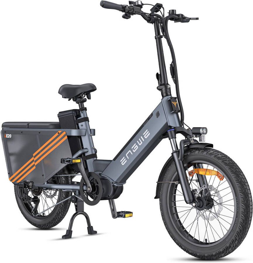 Engwe LE20 elektrische fiets actieradius 180km 100Nm centrale motor 48V19 2Ah verwijderbare accu 20x3 0-inch banden hydraulische schijfrem voorvering SHI O 7 versnellingen laadvermogen 200 kg Elektrische bakfietsen Grijs