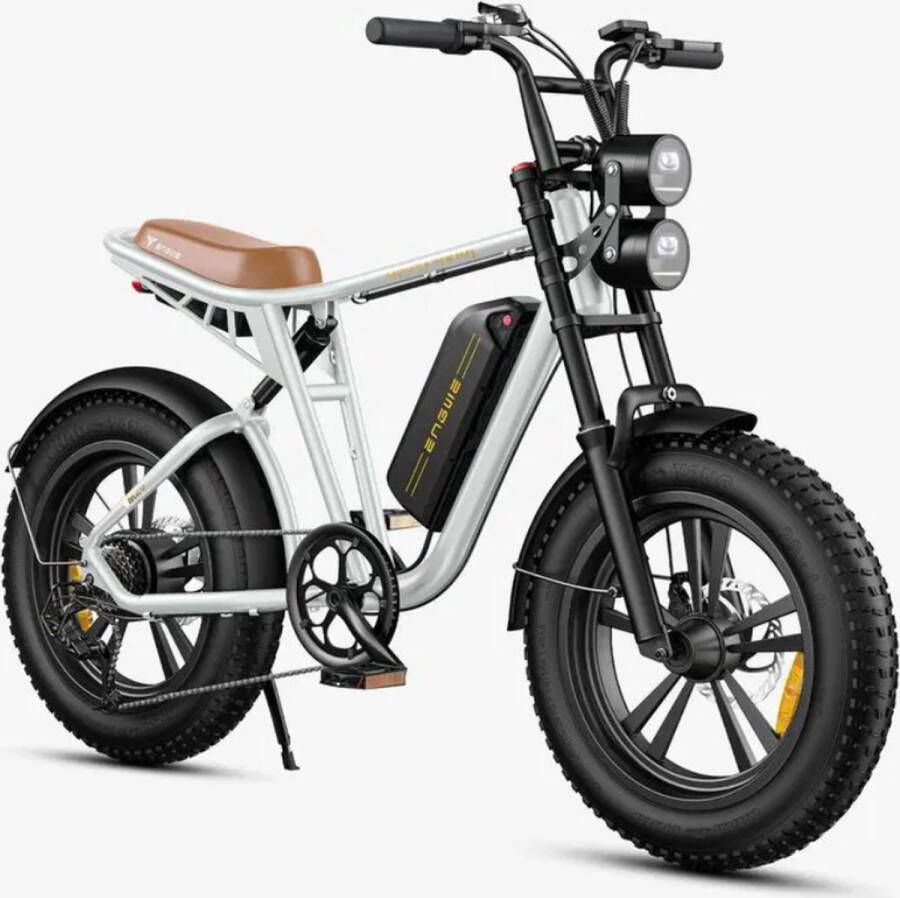 Engwe M20 (13Ah) Elektrische Fatbike Enkele Accu 20 Inch 250W Motor 7 Versnellingen 75 km Actieradius Mechanische Schijfrem Wit