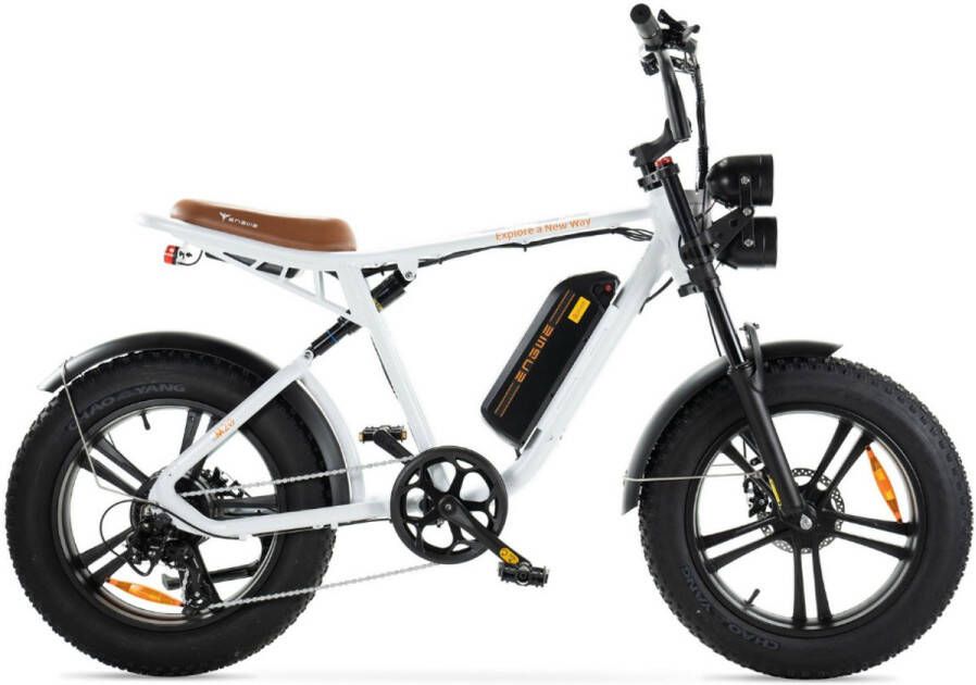 Engwe M20 (13Ah) Elektrische Fatbike Enkele Accu 20 Inch 250W Motor 7 Versnellingen 75 km Actieradius Mechanische Schijfrem Wit