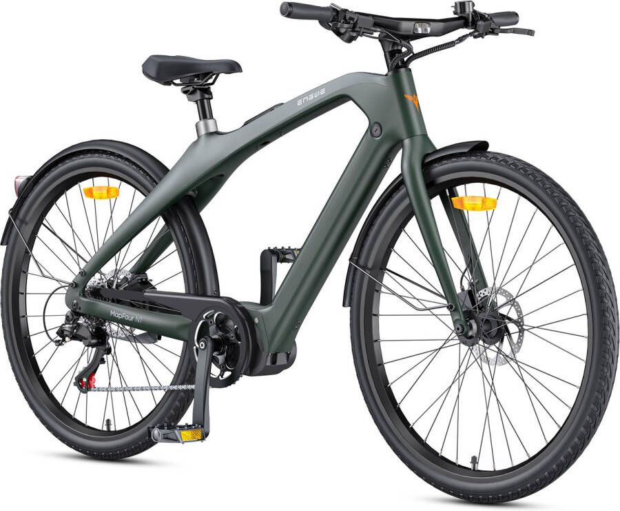 Engwe N1 Pro Elektrische fiets Actieradius 100km Verwijderbare batterij 36V10Ah Motor 250W met koppelondersteuning Frame van koolstofvezel 7-versnellingsbak Wieldiameter 700C Groen