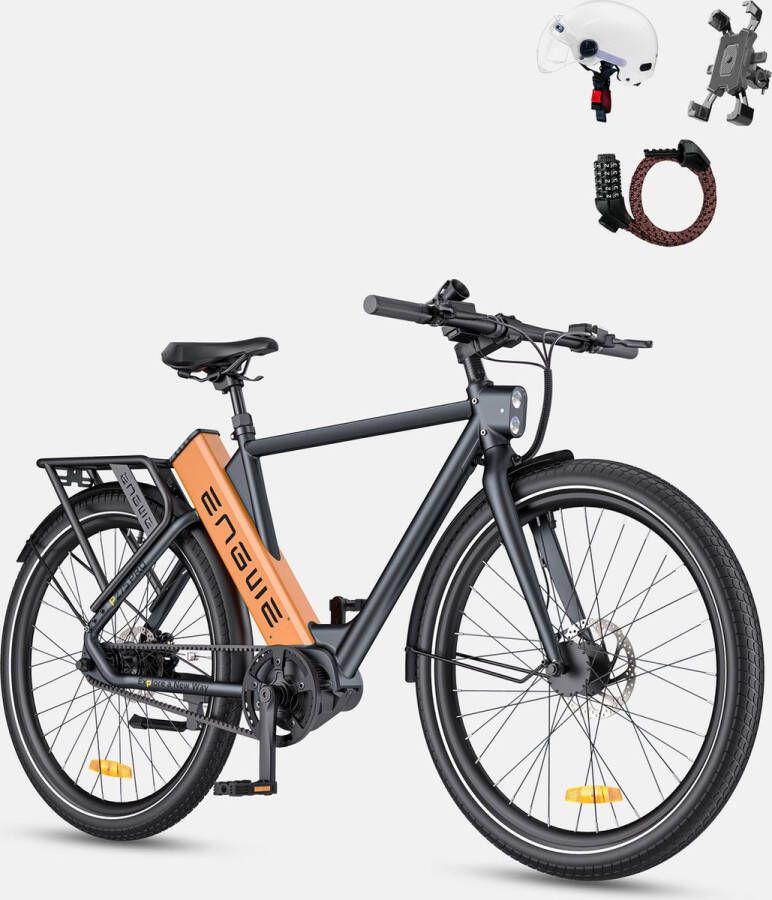 Engwe P275 Pro City elektrische fiets 27 5 '' spaakbanden 250 W Bafang borstelloze middenmotor automatische versnellingspook met 3 niveaus 36 V 19 2 Ah batterij maximaal bereik van 260 km hydraulische schijfrem voor en achter zwart-oranje