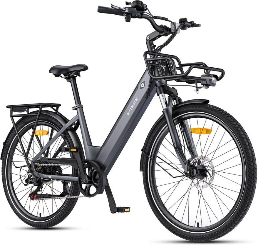 Engwe P275 SE Elektrische fiets Actieradius 80km Verwijderbare batterij 36V13Ah Motor 250W Hydraulische schijfrem Shi o 7 versnellingen 27.5 Inch City Commuter EBike Grijs