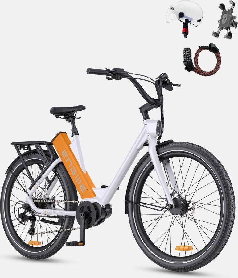 Engwe P275 ST Urban elektrische fiets 250W borstelloze middenmotor met koppelsensor 36V 19 2Ah accu maximaal bereik van 260 km hydraulische schijfrem 27 5'' spaakbanden SHI O 9-speed Wit Oranjeit