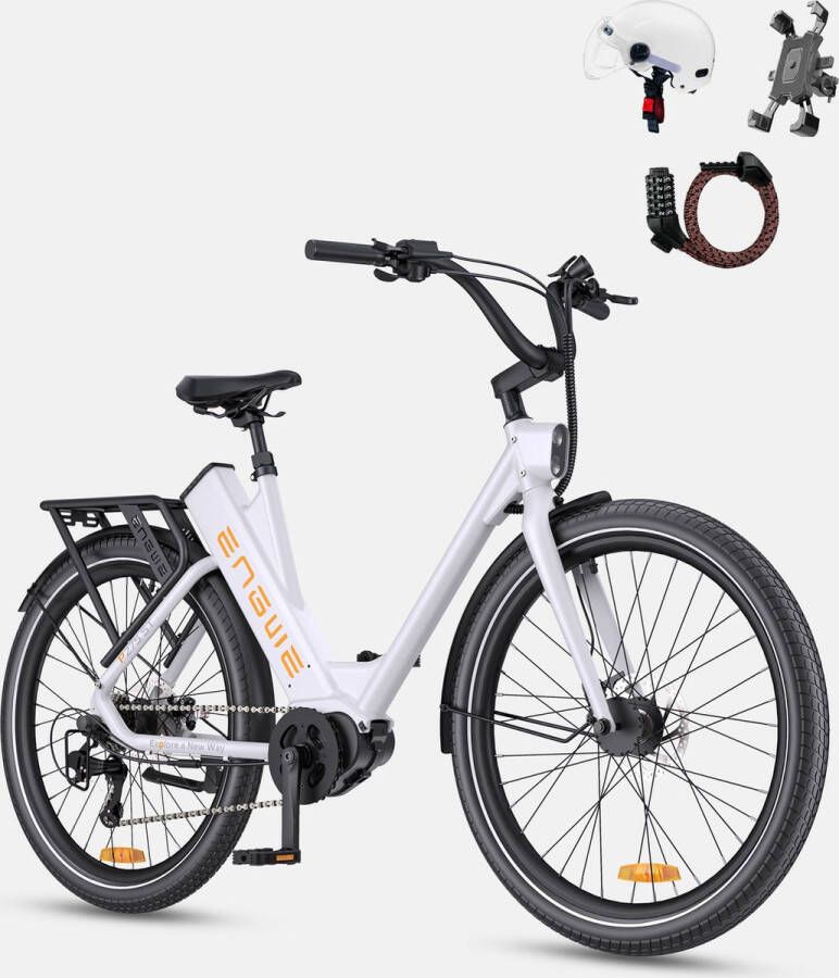 Engwe P275 ST Urban elektrische fiets 250W borstelloze middenmotor met koppelsensor 36V 19 2Ah accu maximaal bereik van 260 km hydraulische schijfrem 27 5'' spaakbanden SHI O 9-speed Wit