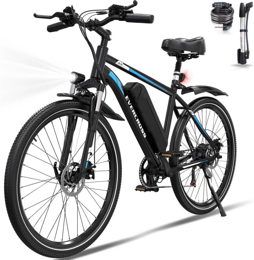 Evercross EK15 Elektrische fiets Ebike 26 36V 10.4AH tot 35-90 km 7 versnellingen blauw