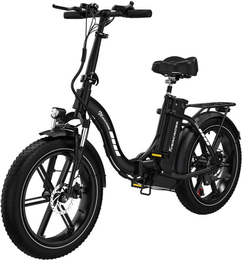 Evercross EK6 Elektrische Fiets Opvouwbare E-bike 20 Inch Fatbike 13AH 25km h 7 Versnellingen zwart