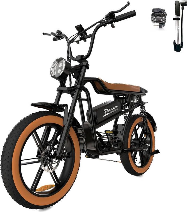 Evercross Elektrische Fiets EK30 20*4.0 Inch Fatbike Mountain Snow EBike met Afneembare 48V 15Ah Lithium Batterij City Commuter E-Bike met 250W Motor 7 Versnellingen IP54 Waterdicht