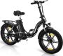 Evercross Elektrische Fiets EK6 20*4.0 Inch Fat Tire City Commuter EBike met Afneembare 48V 15Ah Lithium Batterij Opvouwbaar Mountain E-Bike met 250W Motor 7 Versnellingen IP54 Waterdicht - Thumbnail 2