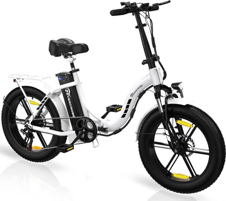 Evercross Elektrische Fiets EK6 20*4.0 Inch Fat Tire City Commuter EBike met Afneembare 48V 15Ah Lithium Batterij Opvouwbaar Mountain E-Bike met 250W Motor 7 Versnellingen IP54 Waterdicht
