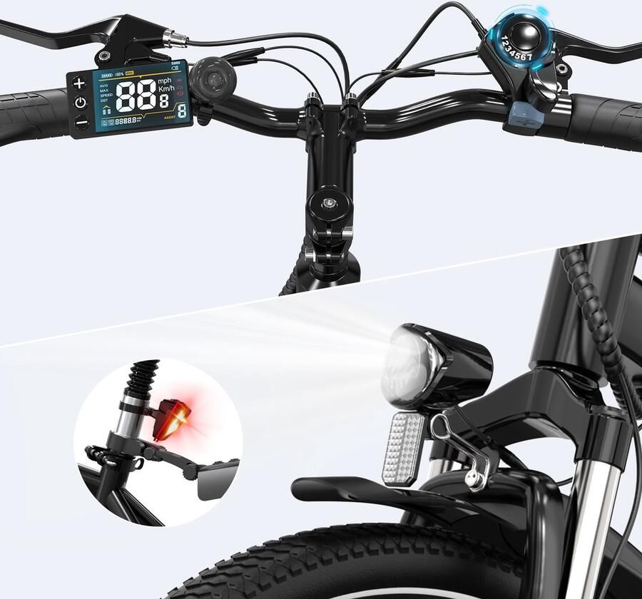 Evercross EK15 Elektrische fiets Ebike 26 36V 10.4AH tot 35-90 km 7 versnellingen rood - Foto 2