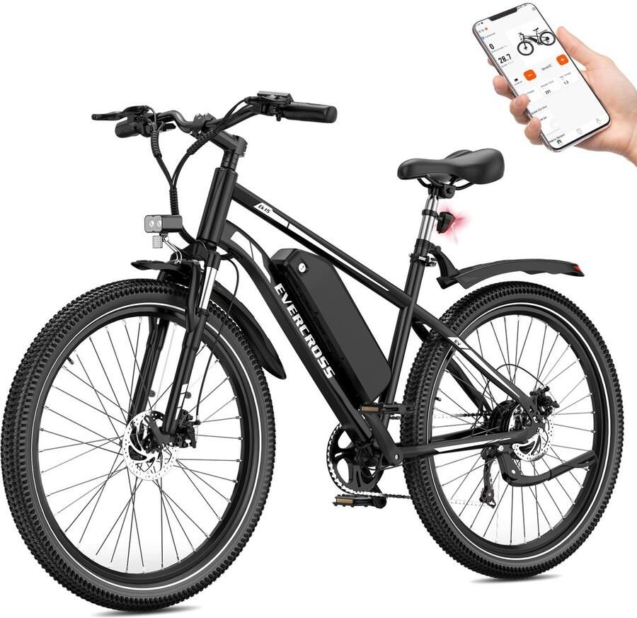 Evercross EK15 Elektrische fiets Ebike 26 36V 10.4AH tot 35-90 km 7 versnellingen zwart - Foto 2