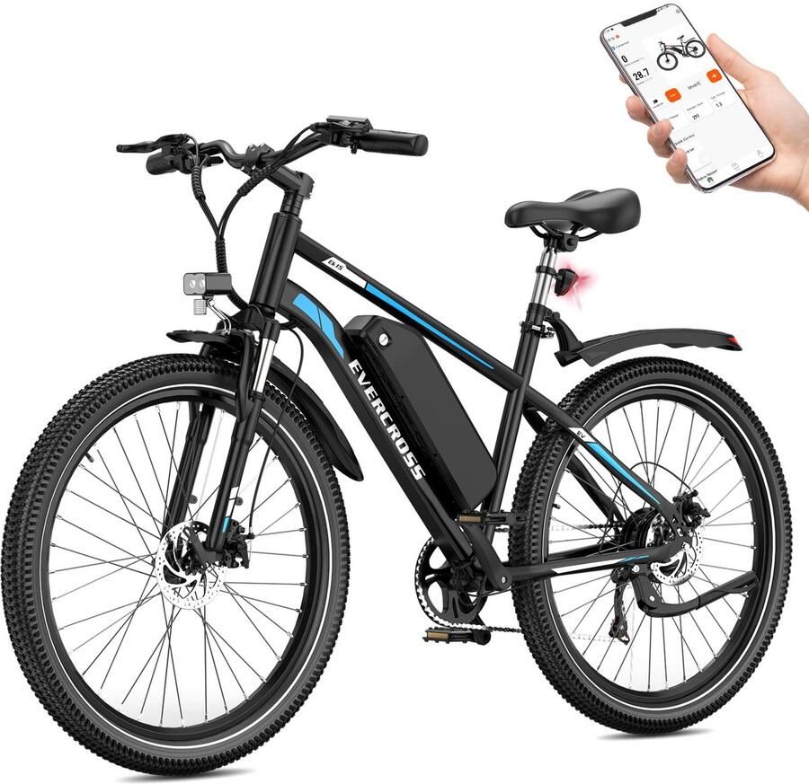 Evercross EK15 Elektrische fiets Ebike 26 36V 10.4AH tot 35-90 km 7 versnellingen blauw