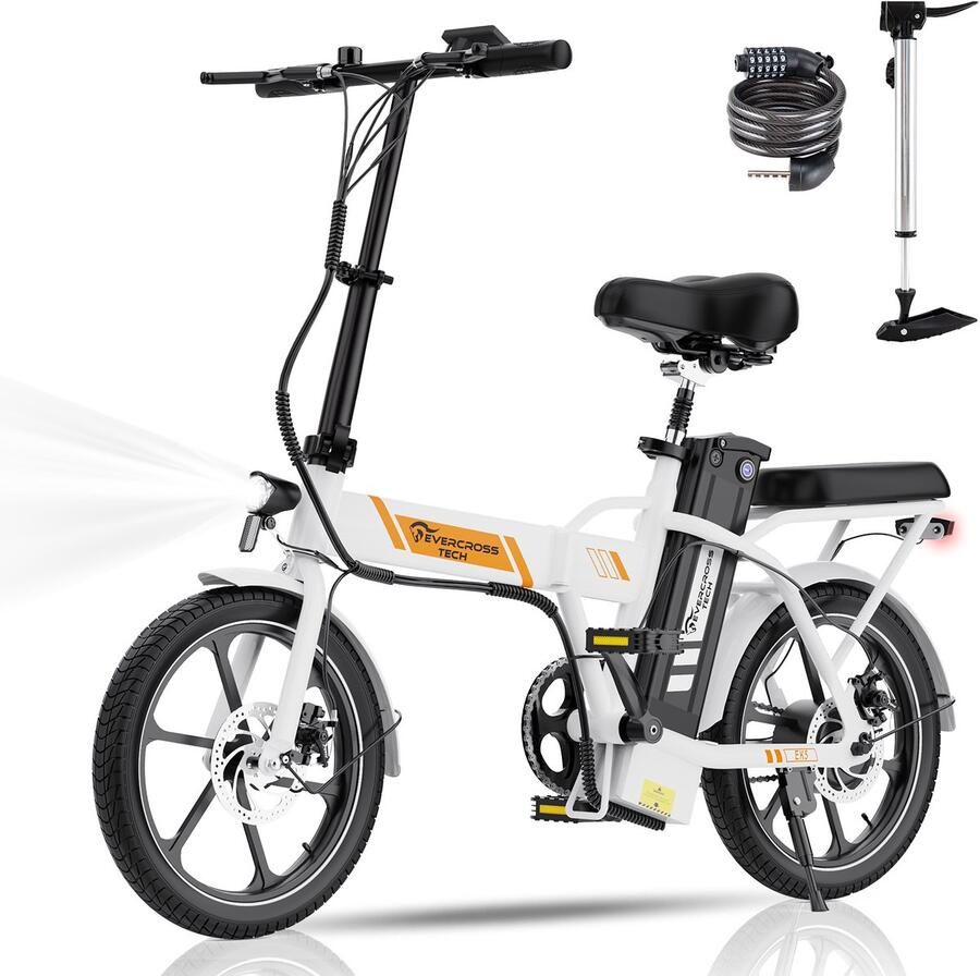 Evercross EK5 Elektrische Fiets Opvouwbaar E-Bike 16 Inch 25km u Wit
