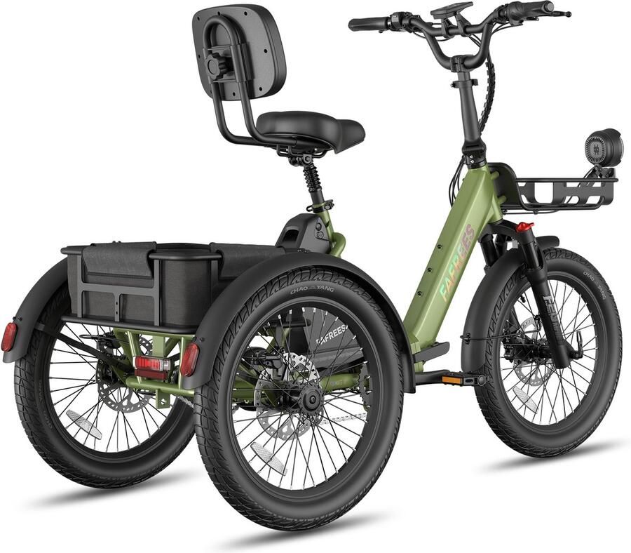 Fafree S F20 Mate II Elektrische Driewieler – 21Ah Accu 85km Bereik 65Nm Koppel – Voor Senioren & Dagelijks Gebruik Oliver Green