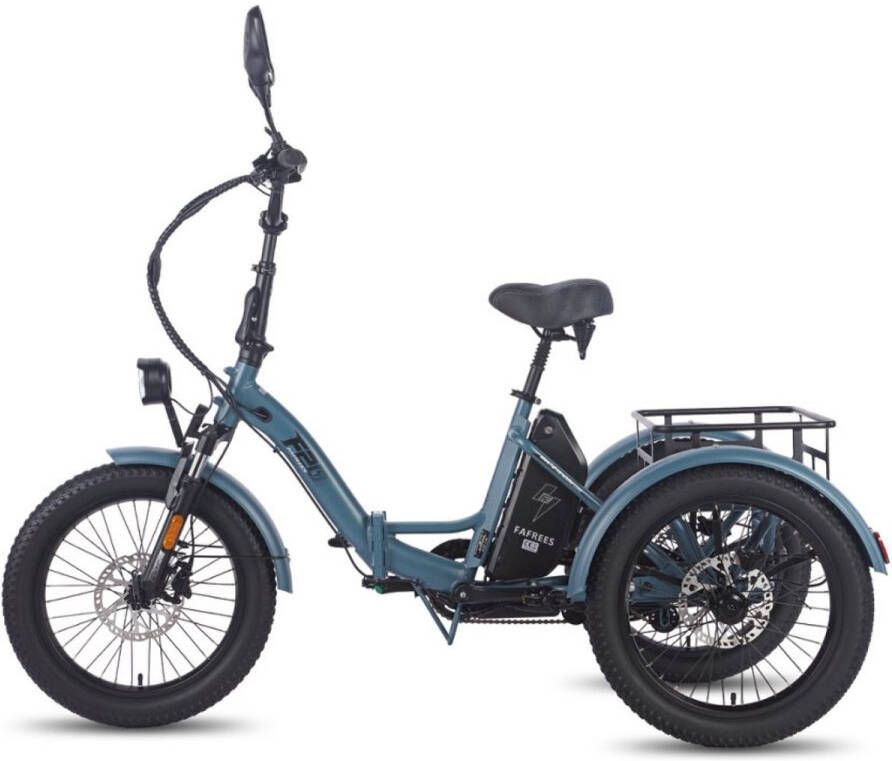 FAFREES Dik Klapfiets E-Bakfiets 20 Inch 48V 21Ah Accu Hydraulische Schijfrem Elektrische Fiets Elektrische Vrachtsfiets 180kg Blauw Driewieler E-Bike