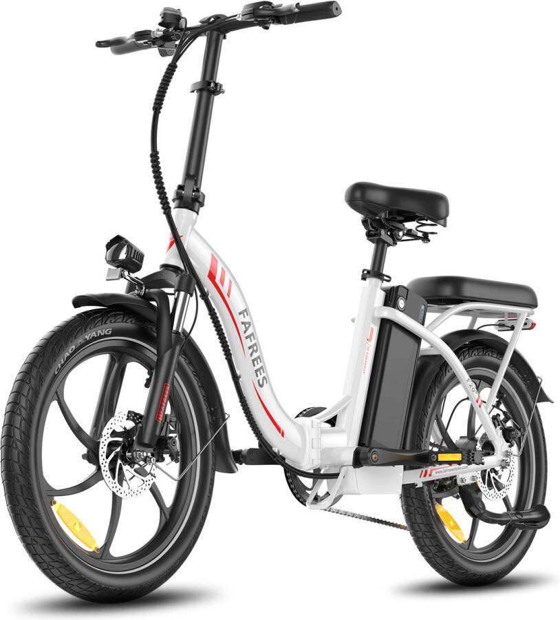FAFREES Elektrische Fiets F20+ Elektrische Vouwfiets 36V 20Ah Accu 90 km Actieradius 25 km u 250W Motor 20×3.0 Inch Banden Shi o 7 Versnellingen Schijfrem Voorvering Wit