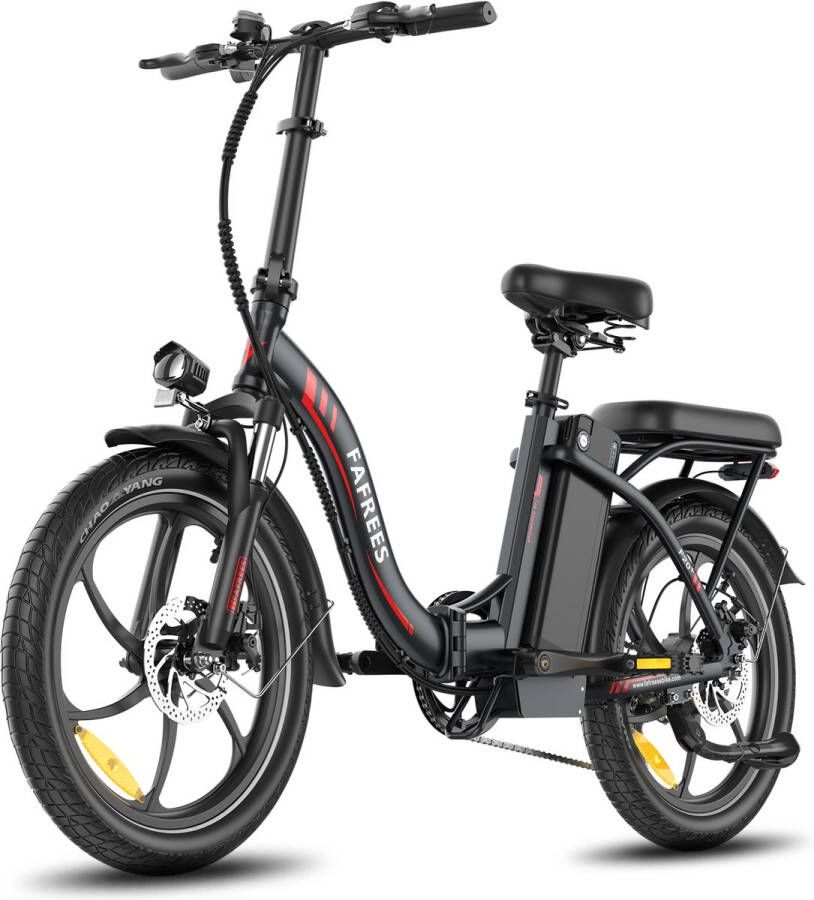 FAFREES Elektrische Fiets F20+ Elektrische Vouwfiets 36V 20Ah Accu 90 km Actieradius 25 km u 250W Motor 20×3.0 Inch Banden Shi o 7 Versnellingen Schijfrem Voorvering Zwart