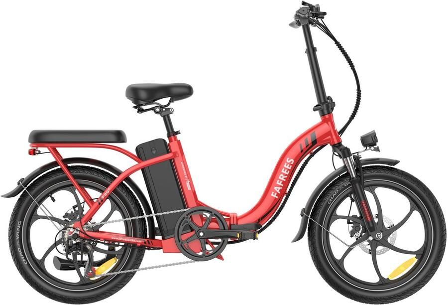 FAFREES 2026 Elektrische Vouwfiets – E-Bike – 20 x 3.0 Inch – 36V 20Ah Lithium Accu – 250 W – Maximaal bereik 100km – 7-speed versnelling – LCD Scherm – Aluminium Frame – Vouwfiets – Mechanische Schijfrem – Stadsfiets – Max. Belastbaar 150 kg – Rood