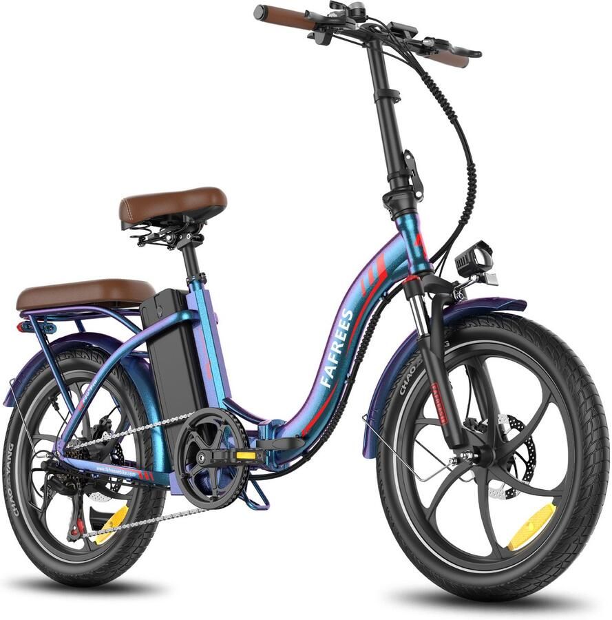 FAFREES 25AH Elektrische vouwfiets – E-Bike 20 x 3.0 Inch Banden Maximaal bereik 150 km Shi o 7 versnellingen 20 Inch opvouwbare City Commuter E-Bike – Elektrische stadsfietsen– Blauw