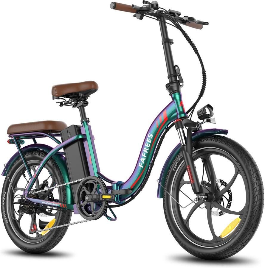 FAFREES 25AH Elektrische vouwfiets – E-Bike 20 x 3.0 Inch Banden Maximaal bereik 150 km Shi o 7 versnellingen 20 Inch opvouwbare City Commuter E-Bike – Elektrische stadsfietsen– Kleurrijk