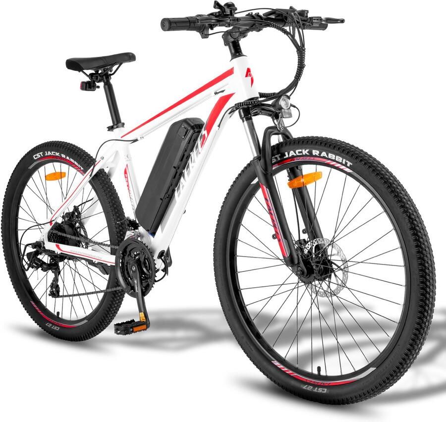 FAFREES 27 5 inch Elektrische Mountainbike 250W Motor Shi o 21 versnellingen Mechanische Schijfrem Elektrische Fiets– Roestbestendige aluminiumlegering – 15AH –IPX4 Stadsfiets –Trekkingfiets –Wit