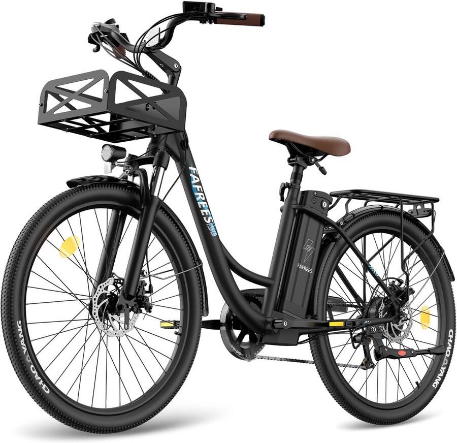 FAFREES Elektrische Fiets 36V 25AH Accu Actieradius Tot 120 Km- Elektrische Stadsfiets -Shi o 7 Versnellingen LCD Display Mechanische Schijfrem City Commuter E-Bike Zwart