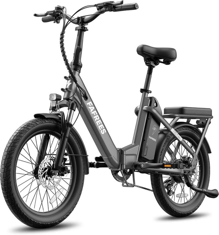 FAFREES Elektrische fiets Actieradius120km Verwijderbare batterij 36 V 20Ah Motor 250W Shi o 7 versnellingen Koppelingssensor aan beide zijden 20 Inch Commuter E-Bike Dubbele Vering 20 Inch opvouwbare City Commuter E-Bike Zwart