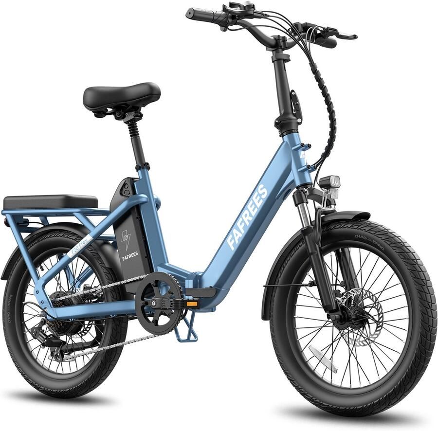 FAFREES Elektrische fiets Actieradius120km Verwijderbare batterij 36 V 20Ah Motor 250W Shi o 7 versnellingen Koppelingssensor aan beide zijden 20 Inch Commuter E-Bike Dubbele Vering 20 Inch opvouwbare City Commuter E-Bike Blauw