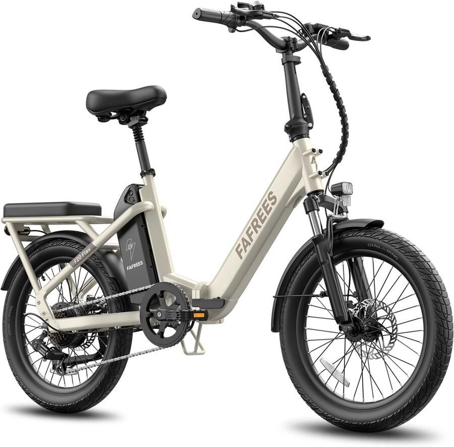 FAFREES Elektrische fiets Actieradius120km Verwijderbare batterij 36 V 20Ah Motor 250W Shi o 7 versnellingen Koppelingssensor aan beide zijden 20 Inch Commuter E-Bike Dubbele Vering 20 Inch opvouwbare City Commuter E-Bike Wit