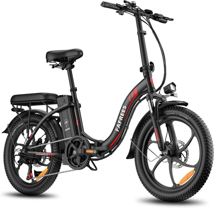 FAFREES F20 Elektrische Vouwfiets E-Bike| 20 x 3.0 Inch Dikke Banden 36V 18Ah Lithium Accu 250 W Motor Maximaal 25 u Maximaal bereik 130km Shi o 7 versnellingen 20 Inch opvouwbare City Commuter E-Bike Zwart