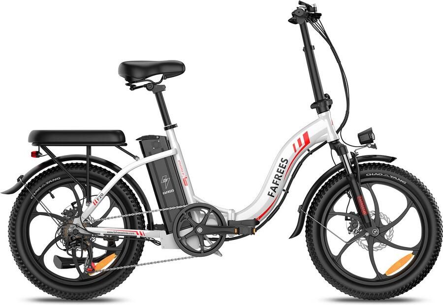 FAFREES F20 Elektrische Vouwfiets E-Bike 20 x 3.0 Inch Dikke Banden 36V 18Ah Lithium Accu 250 W Motor 25 km u Maximaal bereik 130 km Shi o 7 versnellingen 20 Inch opvouwbare City Commuter E-Bike Wit