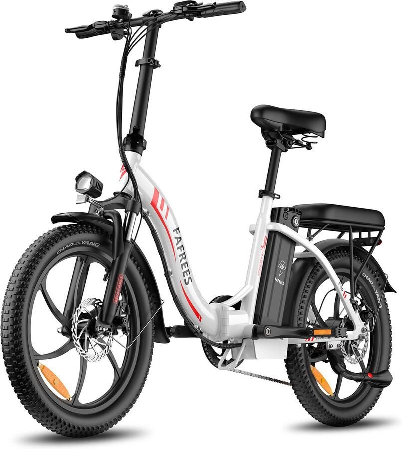 FAFREES F20 Elektrische Vouwfiets E-Bike 20 x 3.0 Inch Dikke Banden 36V 18Ah Lithium Accu 250 W Motor 25 km u Maximaal bereik 130 km Shi o 7 versnellingen 20 Inch opvouwbare City Commuter E-Bike Wit