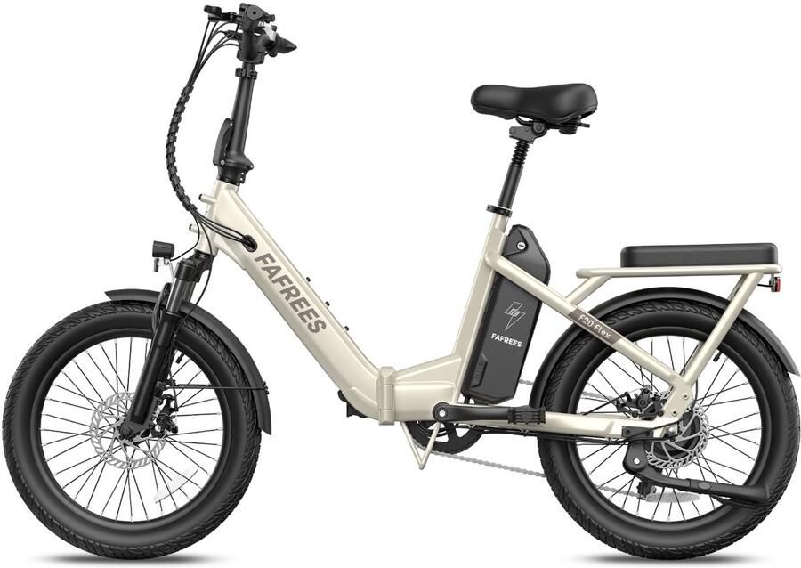 FAFREES F20 Flex Opvouwbare Elektrische Fiets – 36V 20Ah Accu 100km Bereik 7-Speed Shi o Dubbel Geveerd Torque Sensor Crèmekleurig