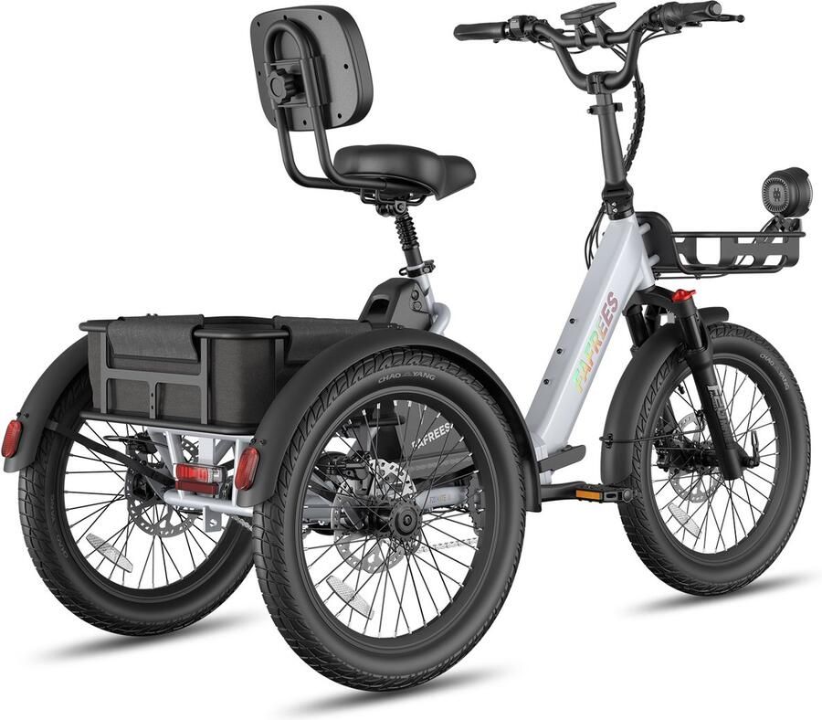 FAFREES F20 Mate II Elektrische Driewieler – 21Ah Accu 85km Bereik 65Nm Koppel – Voor Senioren & Dagelijks Gebruik Frost Grey