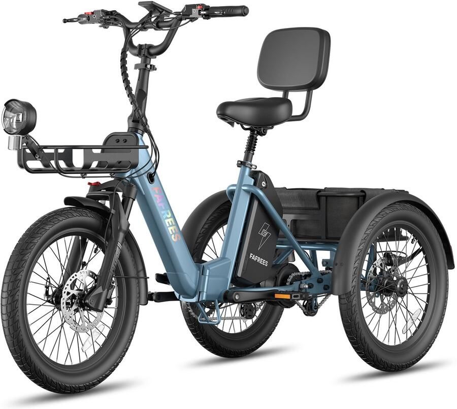 FAFREES F20 Mate II Elektrische Driewieler – 21Ah Accu 85km Bereik 65Nm Koppel – Voor Senioren & Dagelijks Gebruik Haze Blue - Foto 3