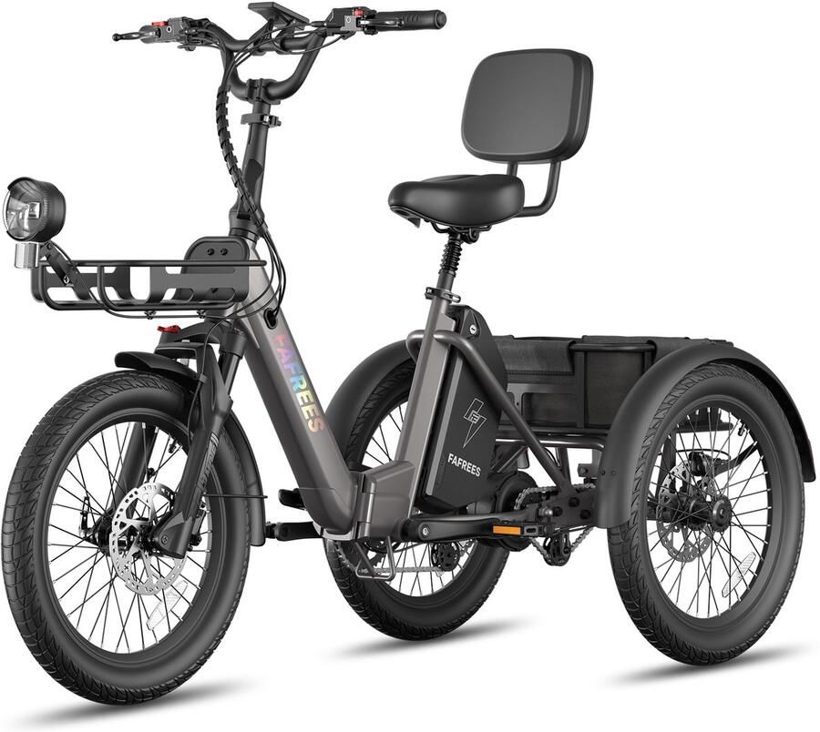 FAFREES F20 Mate II Elektrische Driewieler – 21Ah Accu 85km Bereik 65Nm Koppel – Voor Senioren & Dagelijks Gebruik Gunmetal Black