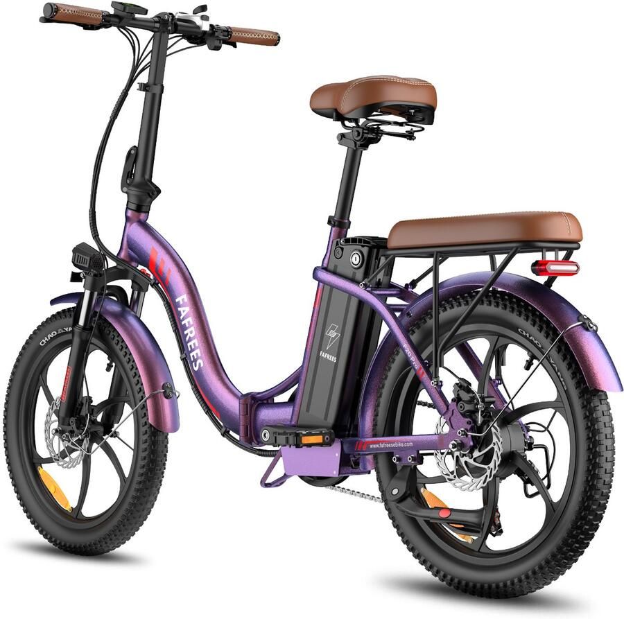 FAFREES F20 Pro Opvouwbare Elektrische Fiets – 250W Motor 36V 20Ah Accu 120km Bereik 7-Speed Shi o Dubbel Geveerd Rozeachtig paars