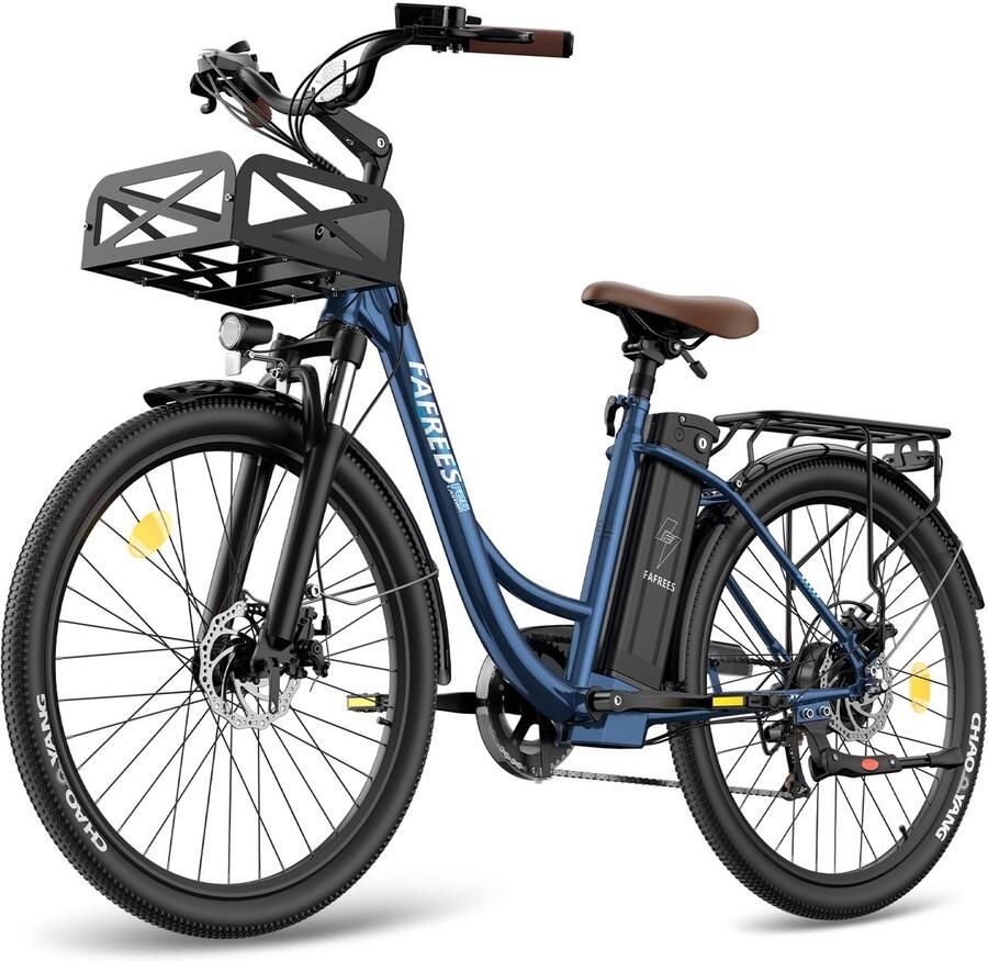 FAFREES F26 Lasting Stads Elektrische Fiets 250W Motor 36V20.3Ah Accu 26x1.95 Banden 100km Bereik 25 km u Snelheid Blauw