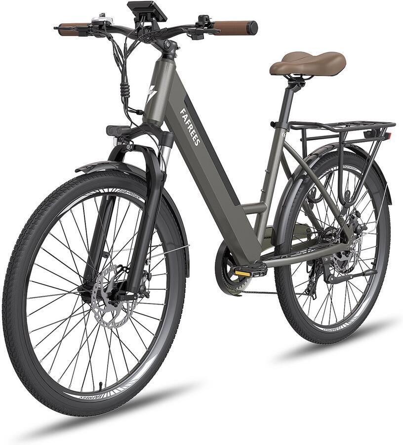 FAFREES F26 PRO Stads Elektrische Fiets 250W Motor 36V 14.5Ah Accu 26x1.75 Banden 90km Bereik 25 km u Snelheid Grijs