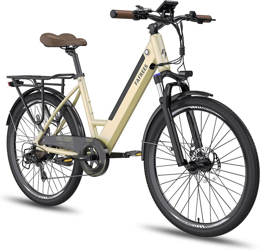 FAFREES F26 PRO Stads Elektrische Fiets 250W Motor 36V 14.5Ah Accu 26x1.75 Banden 90km Bereik 25 km u Snelheid Gouden