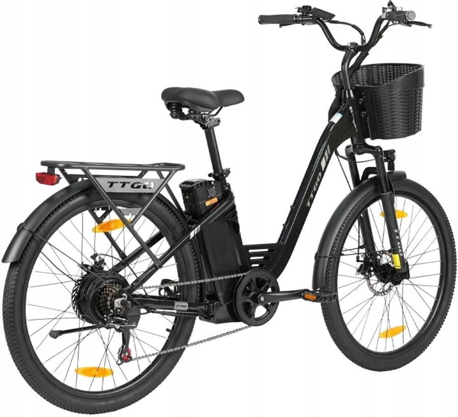 FAFREES TTGO C2 Pro Elektrische Fiets Zwart – 250W Motor 36V 18Ah Accu 52Nm Koppel 120km Bereik 26 Banden Shi o 7s V&R Bagagedrager