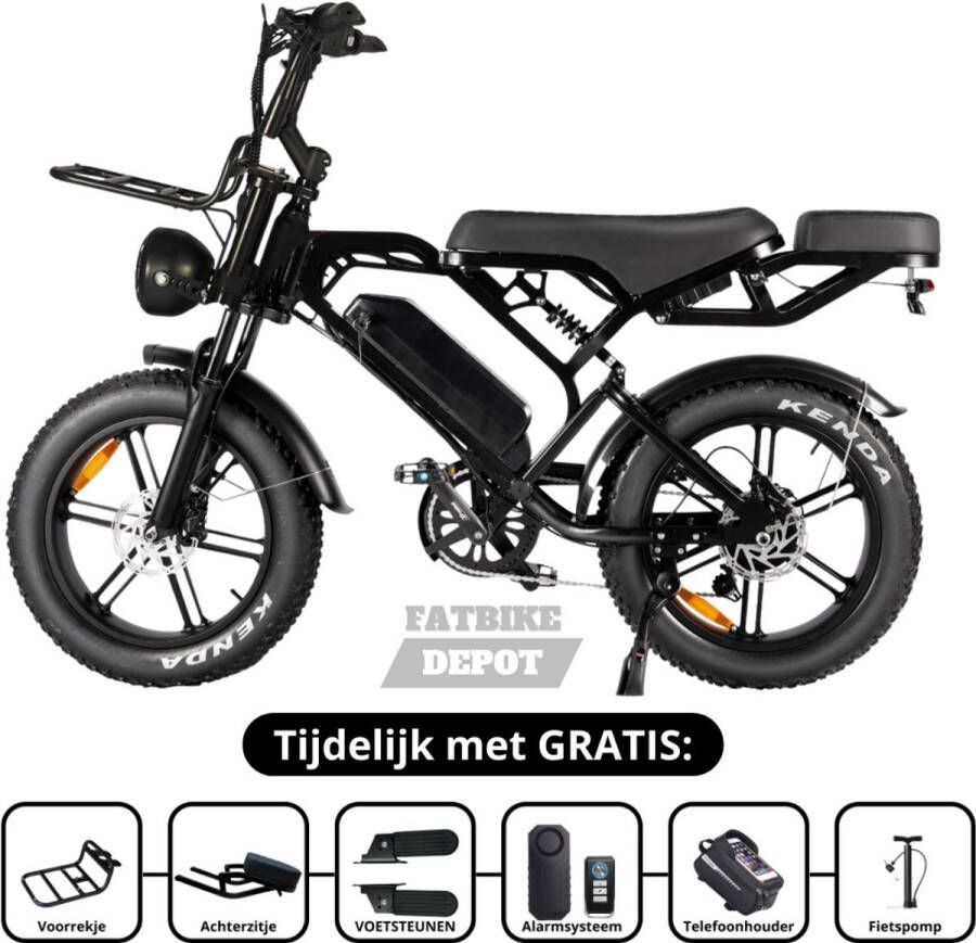 Fatbike Depot QM WHEEL V20 PRO Fatbike Hydraulische rem 250 Watt Zwart