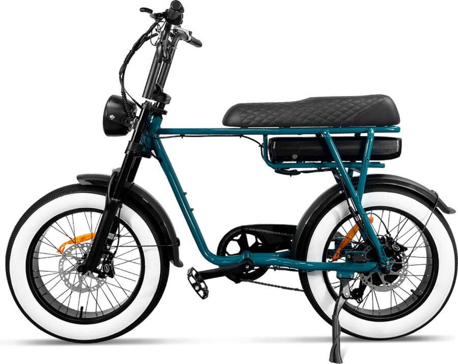 fatbikeskopen.nl Fatbike Elektrische Fatbike Blue- EB2 Elektrische Fiets 250 Watt 7 Versnellingen USB