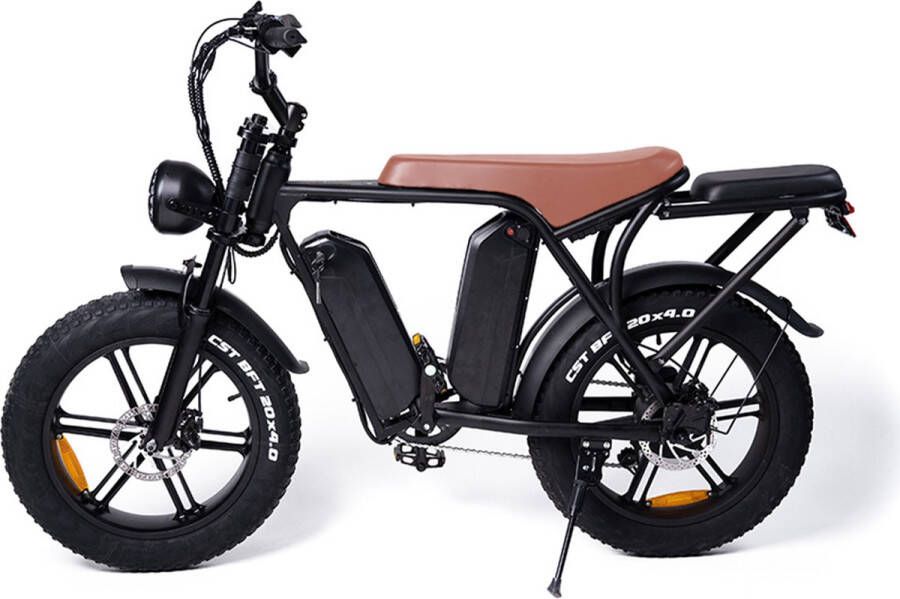 Fatbikeskopen.nl Fatbike V8 Plus Model Bruin Hydraulic Dubbele Accu Elektrische Fatbikes Elektrische Fiets E Bike 250 Watt