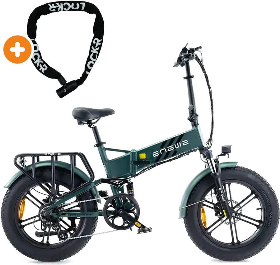 Fatbikeskopen.nl ENGWE Engine Pro 2.0 Elektrische Vouwfiets 20 inch 250W motor Actieradius tot 120 km 8 versnellingen Hydraulische schijfrem Groen
