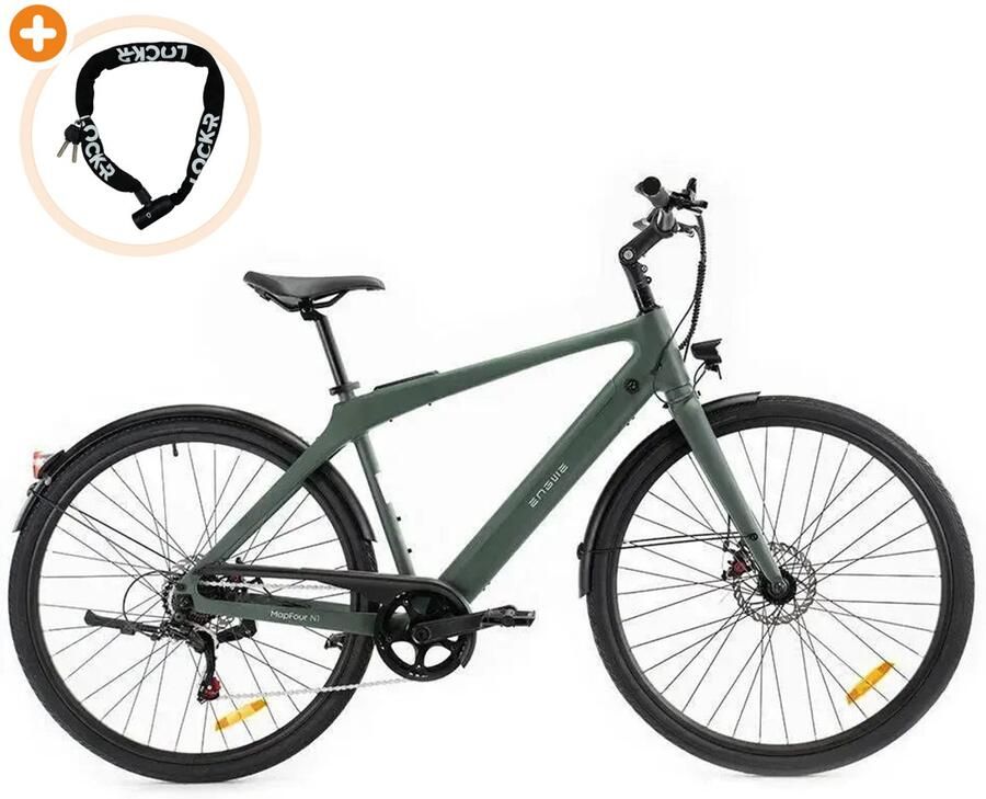 Fatbikeskopen.nl ENGWE Mapfour N1 air Elektrische Fiets 28 inch 250W motor Actieradius tot 100 km Mechanische schijfrem 360Wh accu Groen
