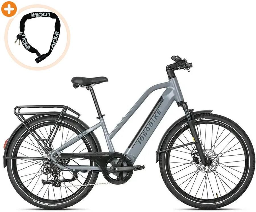Fatbikeskopen.nl JOBOBIKE Astra Elektrische Fiets 27 5 inch 250W motor Actieradius tot 150 km 8 versnellingen Hydraulische schijfrem Zwart - Foto 2