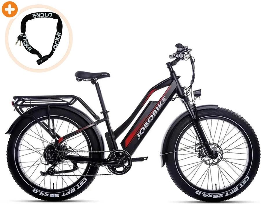 Fatbikeskopen.nl JOBOBIKE Robin ST Elektrische Fatbike 26 inch 250W motor Actieradius tot 120 km 7 versnellingen Mechanische schijfrem Zwart - Foto 2