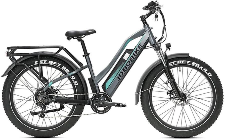 Fatbikeskopen.nl JOBOBIKE Robin ST Elektrische Fatbike Grijs-Groen